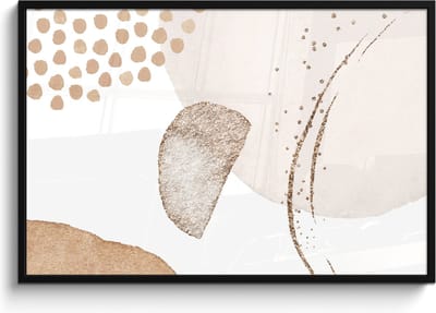 Poster in lijst - Fotolijst 120x80 cm - Posters - Watercolor - Pastel - Beige - Abstract - Modern - Posterlijst zwart - Wanddecoratie badkamer - Muurdecoratie WC - Decoratieve accessoires - Toilet muur decoratie