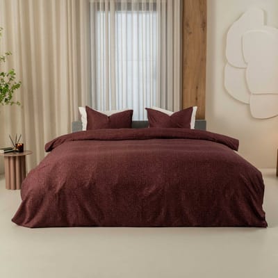 Kayori Dotto Dekbedovertrek Katoensatijn - 200x200-220 - Heerlijk zacht - Tweepersoons - Burgundy