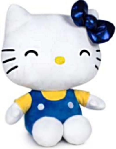 Hello Kitty (Blauw/Geel) 50th Anniversary Pluche Knuffel 18 cm {Speciale Editie - Verzamel Collectors Item - Speelgoed Knuffeldier Knuffelpop voor kinderen jongens meisjes - Hello Kity Kat Cat Plush Toy}