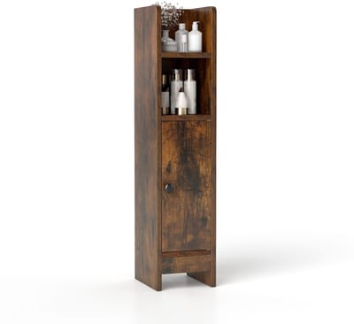 COSTWAY Toiletkast, smalle badkamerkast met 2 open vakken, houten badkamerrek met 2 afneembare planken, opbergkast 20 x 18 x 80 cm (vintage)