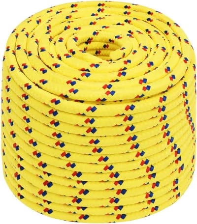 Gevlochten Touw - Meertouw Ankertouw - Varen en Kamperen - Sterk Weerbestendig Materiaal - 14 mm 250 m - Geel