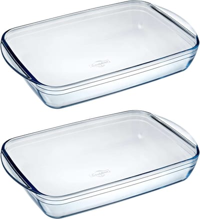 Cosy & Trendy rechthoekige glazen ovenschaal 3,6 liter - Set van 2x stuks - 39 x 24 x 6 cm - Ovenschotel schalen - Bakvorm