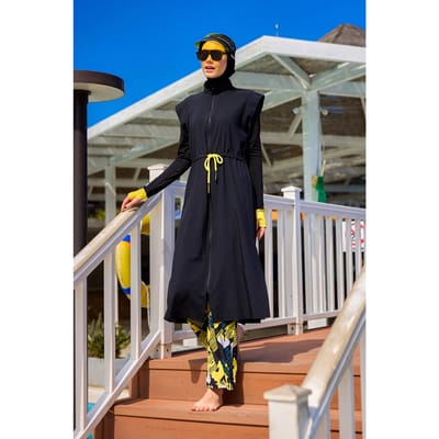 Marina zwarte islamitische badmode Burkini-set met volledige dekking