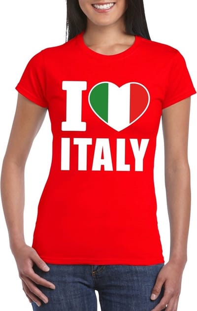 I love Italy supporters t-shirt - voor dames - rood - Italie thema - landen - kleding - korte mouwen - sport S