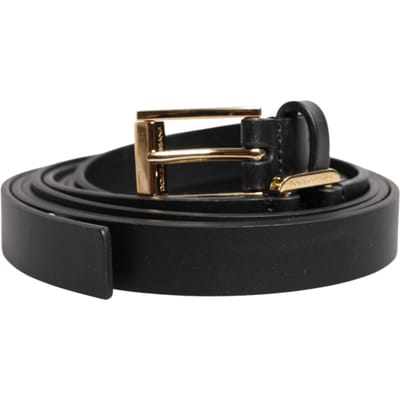 Dolce & Gabbana Zwarte Dubbele Band Leren Gouden Gesp Riem