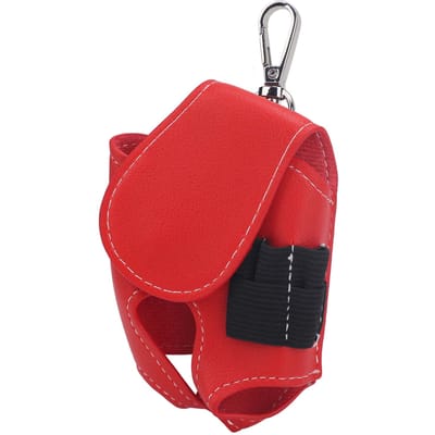 Sac banane pour balles de golf avec porte-tees, capacité de 2 balles, pochette de transport en cuir PU avec boucle rouge