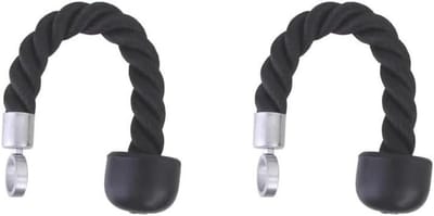 Tricep Touw - Fitness Touw - Kracht Training - Stalen Adapter - 37 cm - Zwart