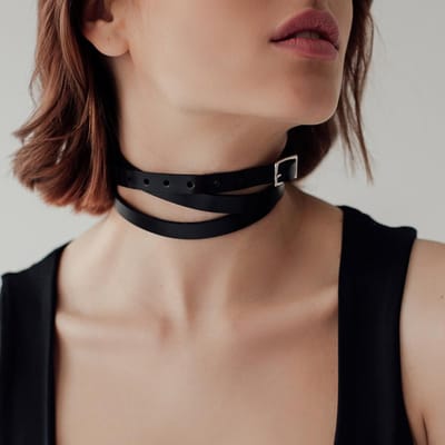 Dames Pu Leer Kraag Sexy Leer Mode Kraag Gotische Leer Kraag Meerlaagse Kraag Vakantiecadeau brown