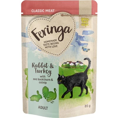 12x85g Maaltijdzakjes Konijn & Kalkoen Feringa Kattenvoer