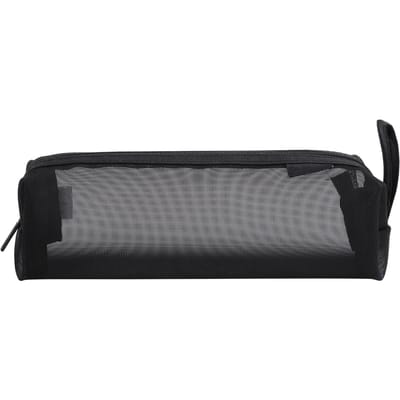 Trousse à crayons simple zippée en nylon maille pour le rangement des stylos, pochette pour adolescents, garçons, filles, écoliers noir