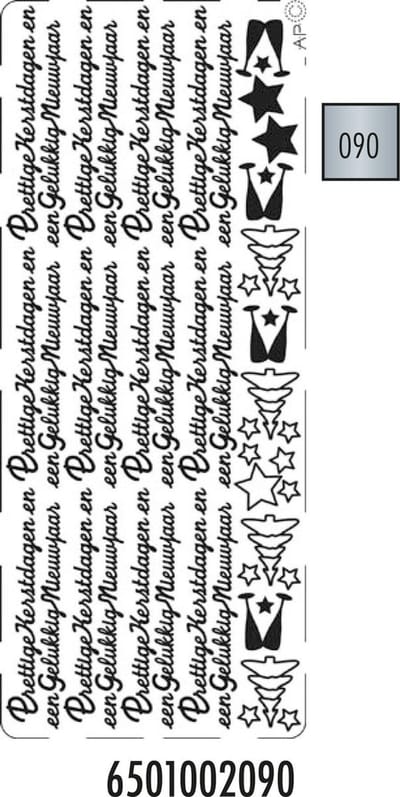 Pickup hobbysticker 002 2 stuks per verpakking Prettige kerstdagen en gelukkig nieuwjaar zilver