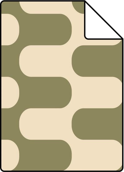Proefstaal ESTAhome behang golvende lijnen groen en beige - 26.5 x 21 cm - 132142-S