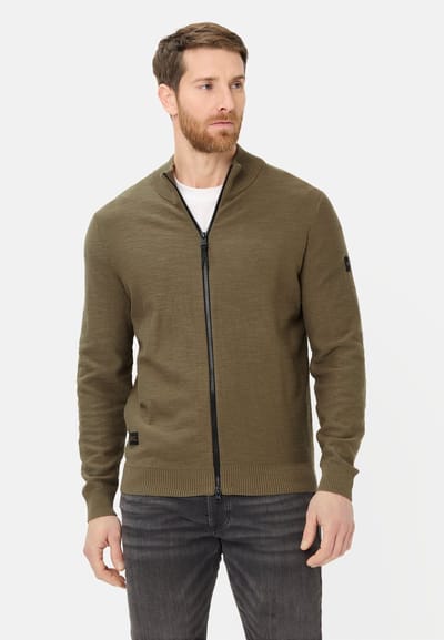 camel active Gebreid vest van puur katoen - Maat menswear-S - Olijfgroen