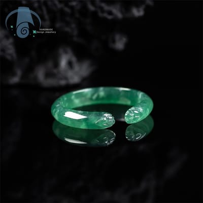 High End Natuurlijke A Kwaliteit IJzig Blauwe Water Jade Kattenpoot Ring Driedimensionaal Schattig Mode Vrouwen Vingerring Delicaat Lief Schattig 15-16mm black