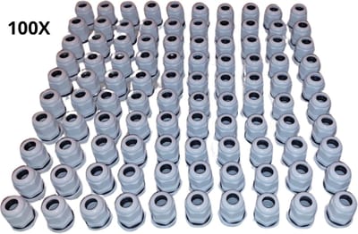 100x Kabelwartel M20x1,5 inclusief Moer en Rubber Pakking - ip86 - Grijs / Wit - Draadconnector, kabel WARTEL M20x1.5 pg13,5, slagvast