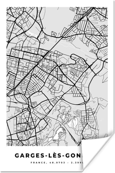 Poster Garges-Lès-Gonesse - Plattegrond - Frankrijk - Kaart - Stadskaart - 120x180 cm XXL