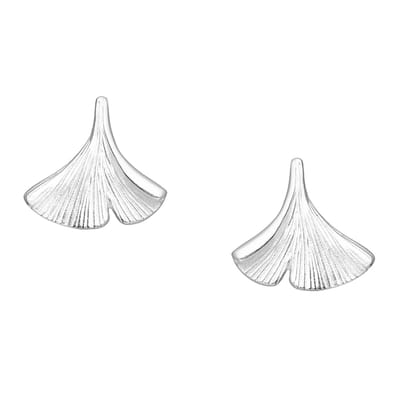 EAR IT UP - Oorbellen - Blad - Ginkgo - Push back oorknopjes - 925 sterling zilver - 14 x 13 mm - 1 paar