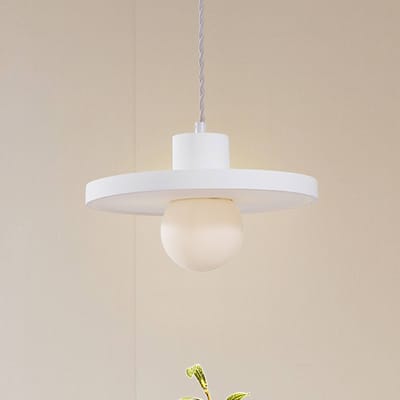 Lindby - hanglamp - 1licht - Gips, glas - H: 8.5 cm - E27 - wit