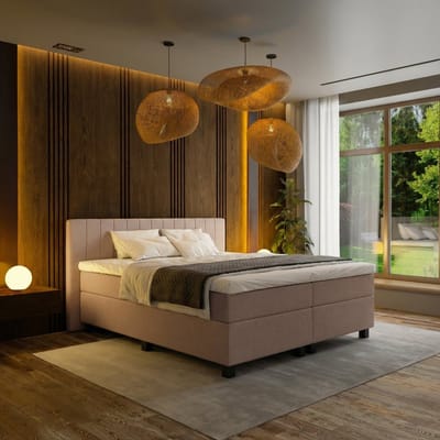 Mörgenn Boxspring Douze - Pocketvering - 12-Baans Hoofdbord - Oud Roze - 90x220 cm - Inclusief Dekbed en Kussens