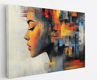 Saammp - Canvas Schilderij - Vrouw - Kleurrijk - Abstract - 30x20 - Foto op canvas - Wanddecoratie - Muurdecoratie Woonkamer - Slaapkamer decoratie - Canvas Print