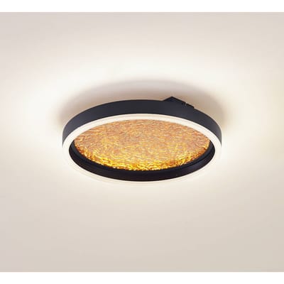 Lucande LED plafondlamp Menulis, zwart/goud, PC, Ø 30 cm