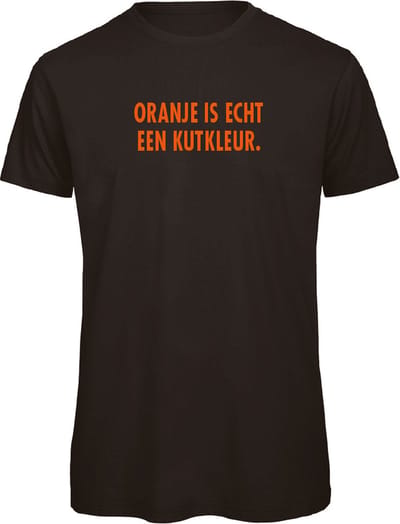 T-shirt zwart S - Oranje is echt een kutkleur - soBAD. - Koningsdag - Unisex - Oranje - Voetbal - Nederland