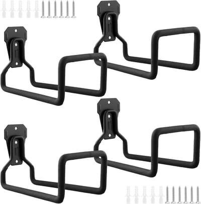 Slanghouders - Muurhaken - Tuinslang Opbergen - Robuuste Staalconstructie - Set van 4 - Zwart