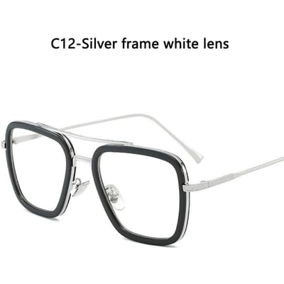 Rechthoekig Heren Edith Zonnebril Bril Klassiek Tony Stark Zilver Duurzaam Metaal Metalen Brilmontuur Montuur Blauwe Lens Bril Trendy Dames SHOW AS PICTURE