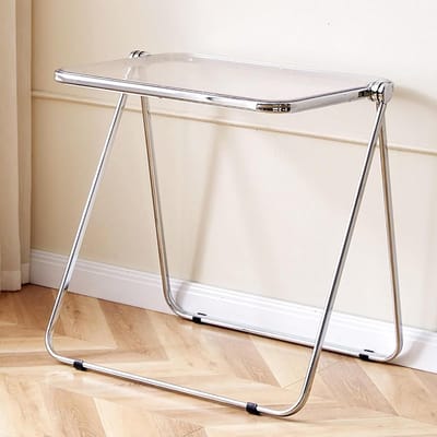 Opvouwbare Dienbladtafel - Tv-tafel Kruk - Ruimte Besparen - Acryl & Metaal Constructie - 25.6B x 19.7D x 26.7H - Helder