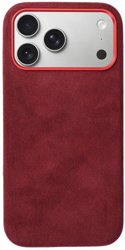 Rosso Avanti Hoesje Geschikt voor Apple iPhone 17 Pro Max | Compatibel met MagSafe / Qi2 | Echt Italiaans Alcantara | Back Cover | Beschermhoes | Burgundy