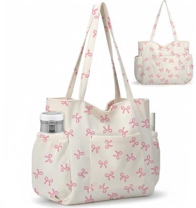 Namajunas - Handtassen dames schoudertas - Grote Cord Tote Bag - Canvas Tas met Rits Meerdere Vakken - Handtas voor Werk School Sportschool Reizen - Schattige esthetische Shopper
