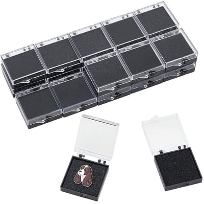 Dailygoods- Geschenkdoos 20 Stuks - Zwarte Display Box - Opbergdoos voor Sieraden - Broche/Speld - Decoratie - 1,95x1,67x0,67 Inch