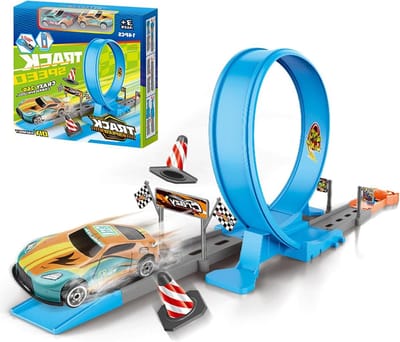 Racebaan Bouwpakket - Autoset Klimbaan - Samen Spelen - 360 Graden Klimactie - 26.6 x 25.7 x 1 cm