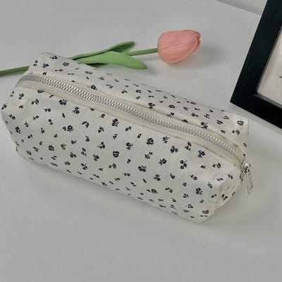 Kleine Frisse Bloemen Pennenzak Grote Capaciteit Etui Multifunctionele Opbergtas voor Schrijfwaren Student School Organizer Benodigdheden gray