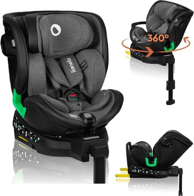 Lionelo Harmony - i-Size Autostoel 4in1 - 360° Draaibare - Brede zitting - ISOFIX + Steunpoot - Achterwaarts gericht tot 105 cm (18 kg) - 40 tot 150 cm - 0 tot 36 kg - Side Impact Guard - RWF en FWF - Bamboe hoes - Dri-Seat - Hoofdsteun verstelbaar