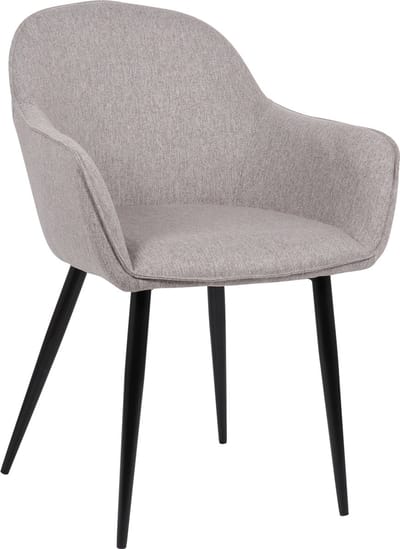 CLP Boise Eetkamerstoel - Met armleuning - Metalen frame - Stof - grijs