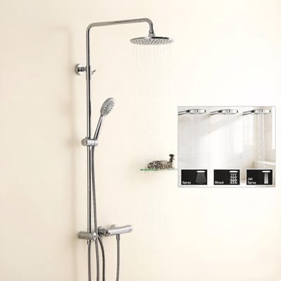 Auralum Max Regendouche - Zonder kraan - Doucheset - Regendouche Ø 25 cm - Handdouche met 4 standen - Hoogte Verstelbaar 74-110 cm - Waterbesparend - Chroom