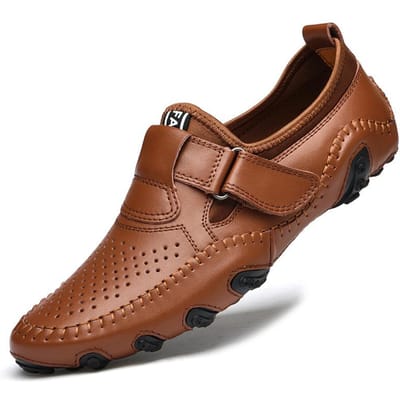 Zomer uitgesneden Schoenen Leer Ademend Heren Casual Schoenen Zakelijk Lichtgewicht Zachte Zool Uitgesneden Heren Schoenen 47 lichtbruine kleur