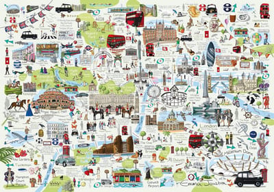 Legpuzzel 1000 Stukjes Tour of London Met Kleurrijke Illustraties