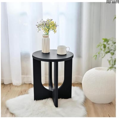 RFWR® Ronde Bijzettafel 50x40 cm Zwart - Stijlvol en Multifunctioneel