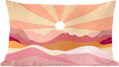 Sierkussens - Kussentjes Woonkamer - 60x40 cm - Bergen - Abstract - Zonnestralen - Roze
