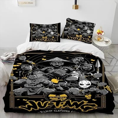 Housse de couette et ensemble de literie Wu T-TANG Clans pour groupe de musique Hip Hop, Housse de couette, Ensemble de lit, Housse de couette, Taie d'oreiller, Ensemble de literie taille king/queen AU Single 140x210cm
