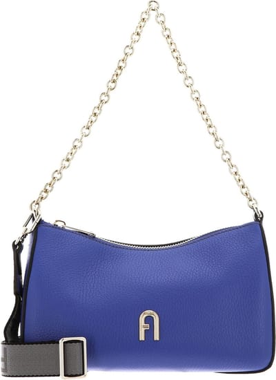 FURLA Leren Schoudertas Avondtas Primula Mini Crossbody Double Strap Blu Cobalto + Soil Blauw