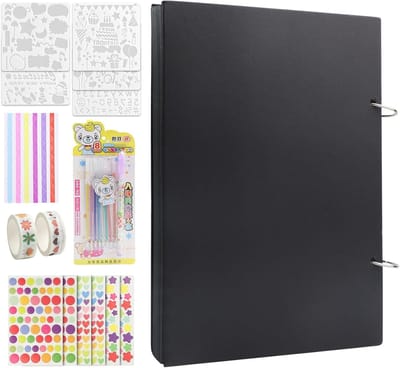 DIY Fotoalbum met Spoelontwerp, Zwarte Pagina's Scrapbook Set, Persoonlijk Cadeau voor Trouwen, Verjaardagen en Familieherinneringen