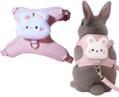 LISM-Harnas Geschikt voor dwergkonijnen met verstelbare en ademende riem, roze, verstelbare maat, 1-3 kg, Geschikt voor konijnen, cavia's, eekhoorns en kleine honden.