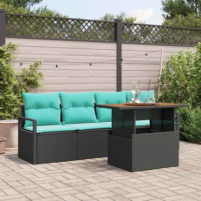 vidaXL - Tuinbank - Set - 5 - st - 4-Aantal - zitplaatsen - Zwart - en - blauw