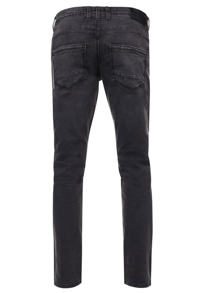 Antracietkleurige used jeansbroek "MELVIN" slim fit katoen-stretch