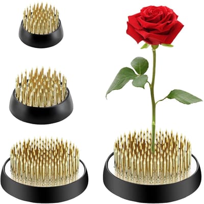 Ikebana Vaas - Koperen Steekegel - Roestvrij Staal - Bloemenredder - Rubberen Afdichting - Voor Bloemisten en Thuis - Bloemenvase