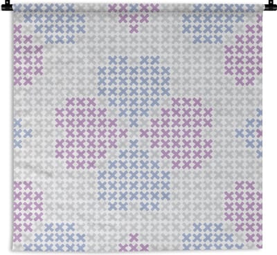 Wandkleed - Wanddoek - Klaver - Patronen - Paars - 90x90 cm - Wandtapijt