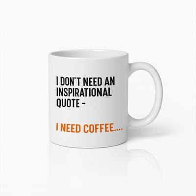 Ik Heb Geen Inspirerende Quote Nodig Ik Heb Koffie Nodig Mok 330ml – Grappige Koffiebeker voor Werk, Thuis & Cadeau